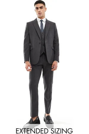 ASOS Skinny wool blend suit trousers in charcoal basket weave