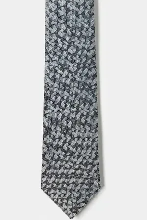 ASOS Tie with greek wave pattern in