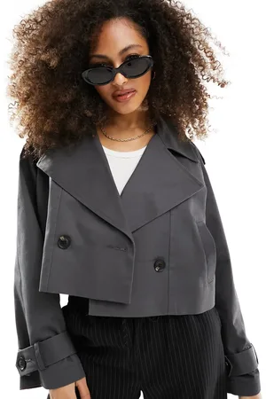 ASOS Cropped trench coat in charcoal