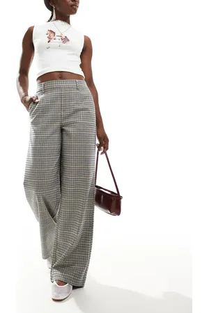 Object Smart pull on wide leg trouser in multi check