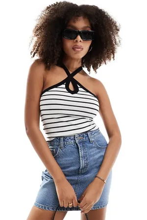 New Look Halter neck vest in stripe