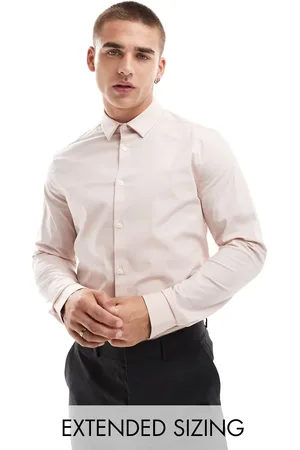 ASOS Slim poplin shirt in pale