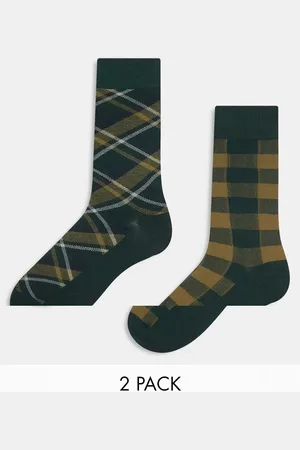 GANT 2 pack shield logo tartan socks gift set in