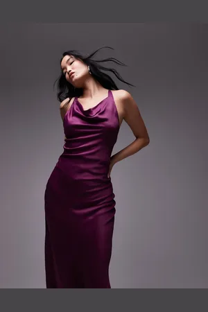 Topshop High square neck maxi dress in deep burgundy