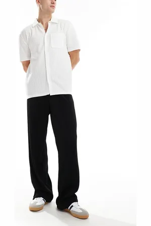 ASOS Smart wide leg plisse trousers in