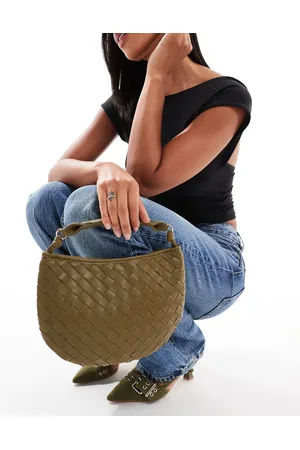 Glamorous Woven texture grab bag in olive