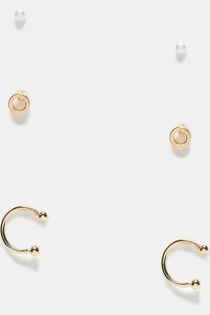 Pieces® 3 pack faux pearl earrings with studs and ear cuff in