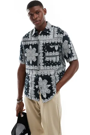 ASOS Boxy relaxed shirt in textured bandana print in