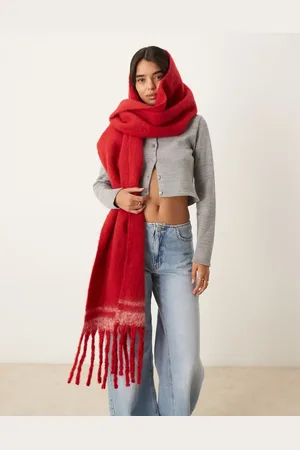 My Accessories Super soft oversized blanket scarf with stripe in