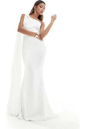 True Violet Drape shoulder maxi dress in ivory