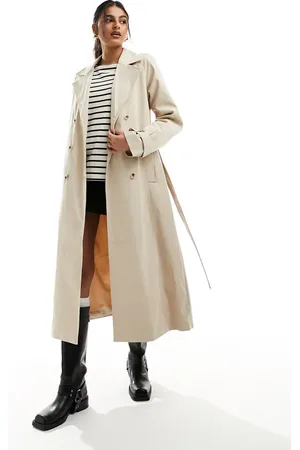 Pieces® Tie waist trench coat in sand