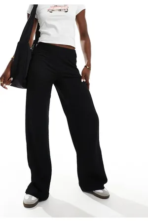 Bershka Textured wide leg trousers in