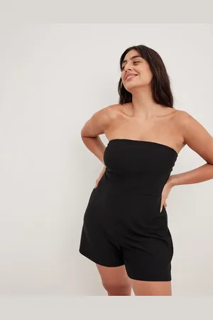 NA-KD Bandeau jersey playsuit in