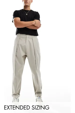ASOS Straight fit chino trouser with pleats in beige