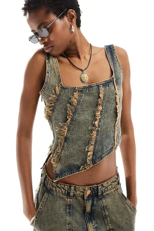 Reclaimed Limited edition distressed denim corset top co ord
