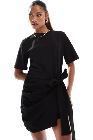 In The Style Exclusive wrap tie side mini t-shirt dress in