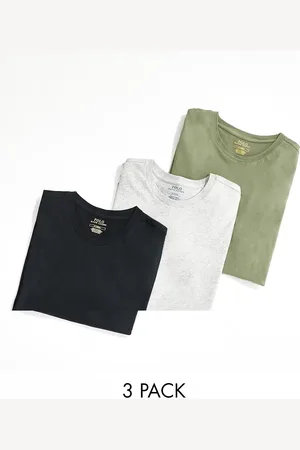 Ralph Lauren 3 pack lounge t-shirts with logo in khaki grey