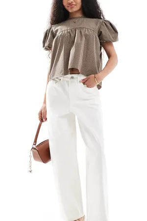 Miss Selfridge Denim baggy jean co-ord in ecru