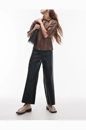 Topshop Awkward length faux leather trouser in