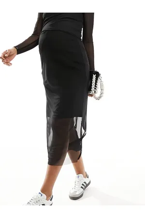 Mama;licious Mamalicious Maternity mesh over the bump midi skirt co-ord in