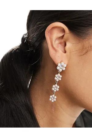 True Decadence Pearl flower drop earrings in