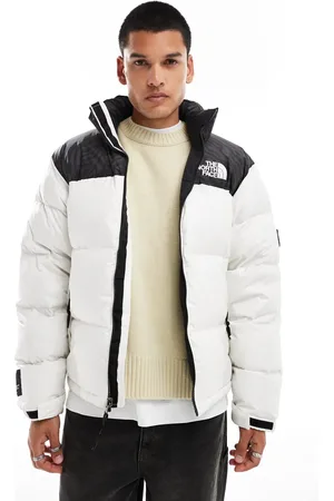 The North Face Retro Nuptse tiger print puffer jacket in off