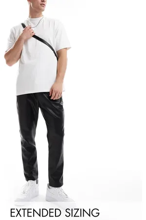 ASOS Leather look tapered trousers in