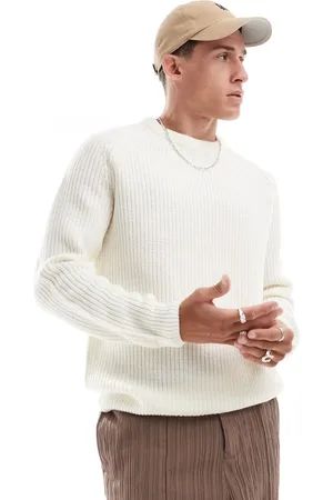 New Look Fisherman crew neck jumper in ecru