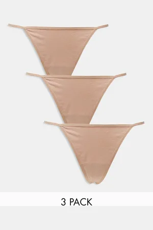 Lindex Jennie 3 pack cotton thong in beige
