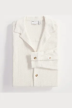 ASOS Relaxed revere shirt in cream basket weave