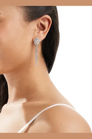 True Decadence Rhinestone flower earrings in silver