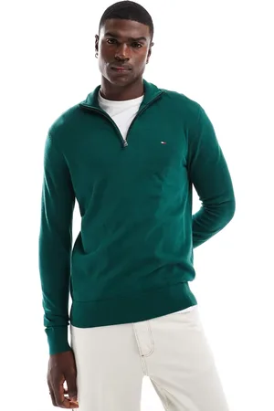 Tommy Hilfiger Essential half zip jumper in forest
