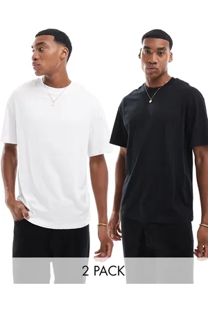 JACK & JONES 2 pack oversized t-shirt in white & black