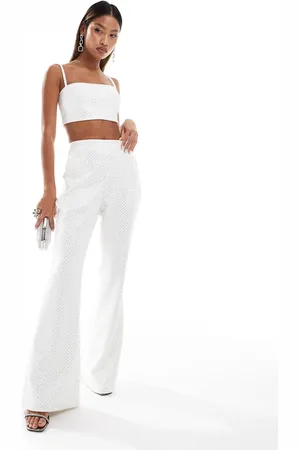 Lavish Alice Crystal embellished fit and flare trousers in