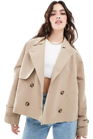VERO MODA Short boxy trench coat in beige