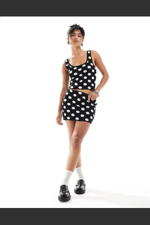 MANGO Spot print knitted co-ord skirt in