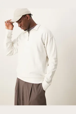 New Look 1/4 zip funnel neck in off
