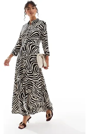 Y.A.S Maxi shirt dress in zebra print