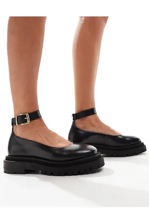 WALK LONDON Dana ankle strap ballerina in leather