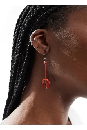 Pieces® Halloween Devil pitch fork earrings in