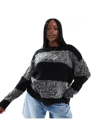 Yours Cable knitted jumper in grey and black