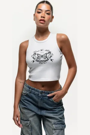 Good For Nothing Vest top with angel print in beige