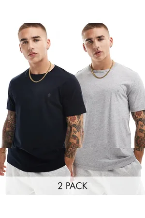 French Connection French Connection 2 pack short sleeve t-shirt in navy and grey