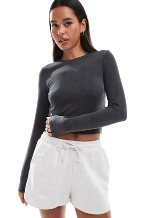 Pull&Bear Long sleeve t-shirt in dark acid wash