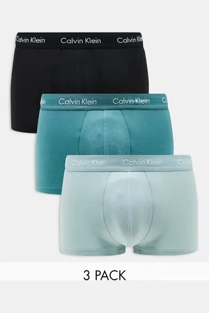 Calvin Klein Cotton Stretch 3 pack low rise trunk in green