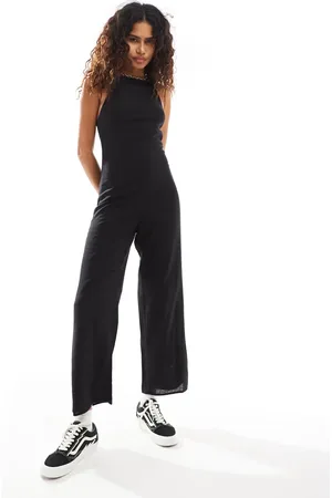 Monki Wide leg jumpsuit with square neck in