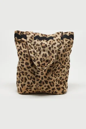 Sister Jane Unisex contrast tote bag in leopard print