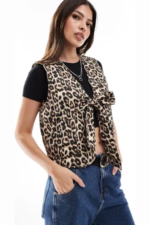 ONLY Quilted gilet in leopard print