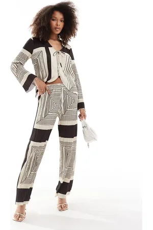Object Plisse wide leg trouser co-ord in abstract print
