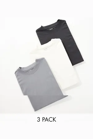 Hollister 3 pack boxy t-shirt in white, grey and black